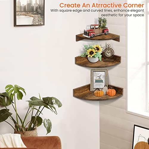 Homode Corner Floating Shelves, Corner Wall Shelves with Cord Hole, Wood Wall Shelf for Storage and Dispaly, for Bathroo