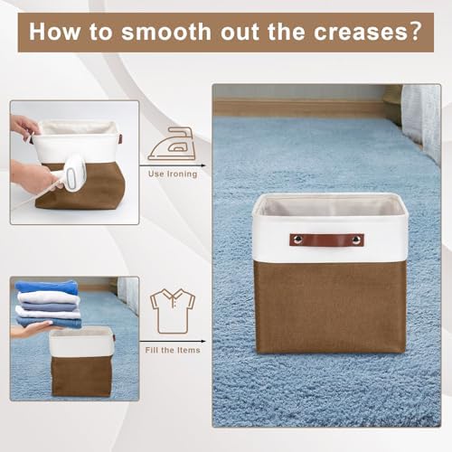 Bagnizer Collapsible Fabric Storage Cubes 11x11 Cube Storage Bins, 4 Pack Closet Baskets Box with Handles for Organizing