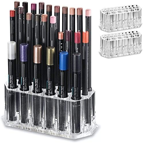 Acrylic Eyeliner Organizer & Lip Liner Organizer 26 Space Storage 20 Standard 6 Jumbo Cosmetic Pencil Makeup Display Cas