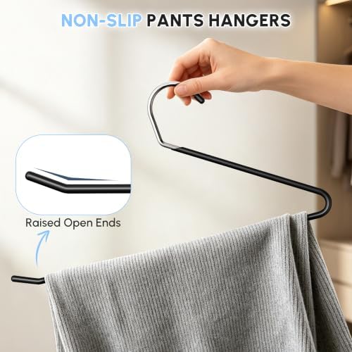 24pc Non Slip Open-Ended Pants Hangers, Metal Space Saving Jean Hangers