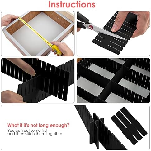 45 Pack Drawer Dividers, Plastic Adjustable Drawer Storage Organizer for Tidying Clutter Socks, Underwear, Makeup, Kitch