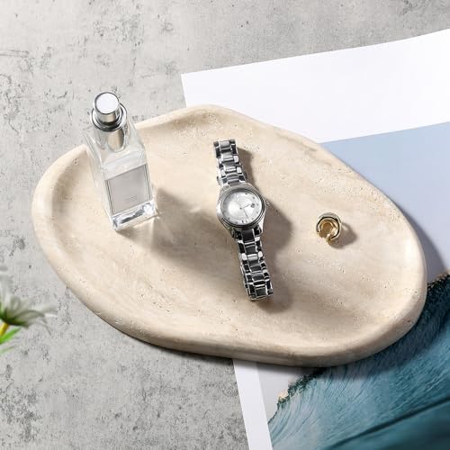 Koville Luxurious Natural Marble Vanity Tray, Cloud Shape Serving Stone Key Tray for Home Decor, 10" x 7" Marble Storage