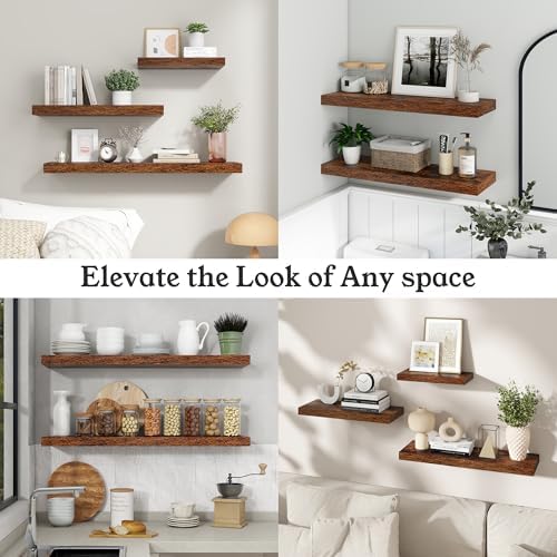 48" Rustic Brown Floating Shelves 12inch Deep Wall Shelf, Set of 1