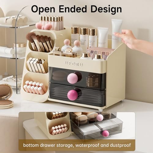 UFORU Makeup Organizer Countertop with Brush Holder for Vanity Bathroom