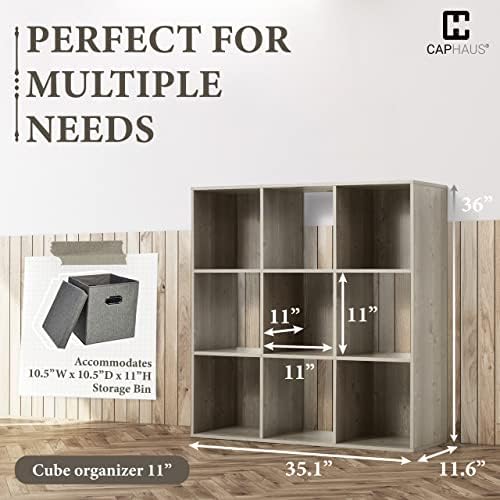 Fencer Wire 11-Inch Cube Storage Organizer Shelf w/Back, with Exterior Edge, Room Storage Shelves Divider, Bookcase, 9-C