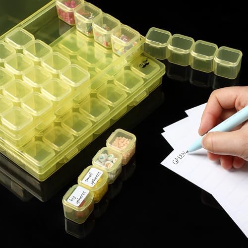Mr. Pen- Bead Storage Containers, 28 Grids, 2 Pack, Transparent Yellow