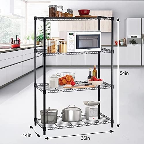 Metal Shelf 4 Tier Wire Shelving Unit 36" W x14 D x54 H Height Adjustable Storage Shelves NSF Metal Shelves 1000 Lbs Loa