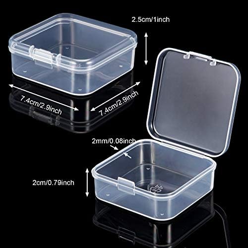 SATINIOR 24 Pcs Small Clear Plastic Container Box, 2.9 x 2.9 x 1 in