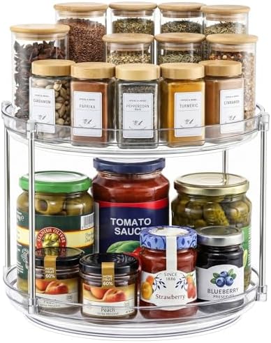 2 Tier Clear Acrylic Lazy Susans, Non-Skid Turntable Organizer, 12''