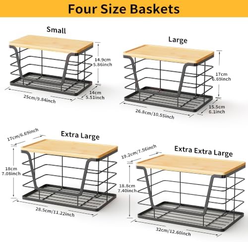 ALOCEO 4 Pack Stackable Storage Bins with Lids, Stainless Steel Trash Bag Dispenser Roll Holder for for Kitchen Sink, La
