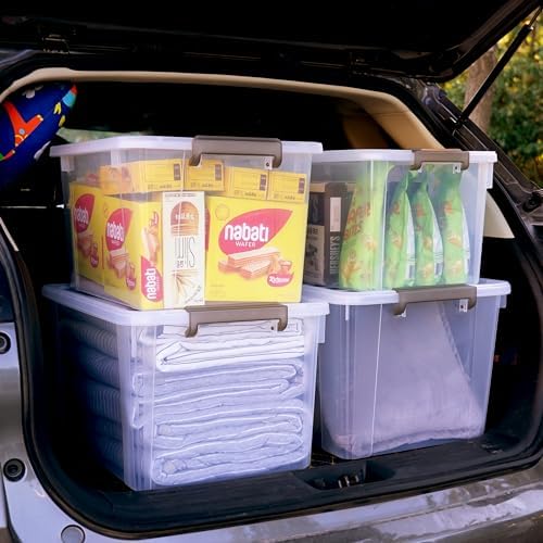 Citylife 44.4 QT Plastic Storage Bins with Latching Lids Stackable Storage Containers for Organizing Large Clear Storage