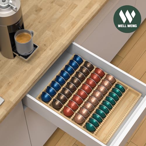 for Nespresso Vertuo Capsules Bamboo Coffee Pod Drawer Organizer