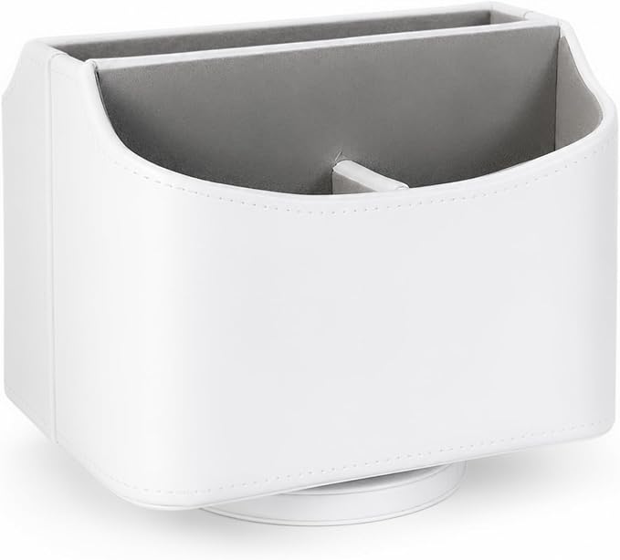 UnionBasic Rotating Desk Organizer, 360 Desk Spinning Caddy, Desktop TV Guide/Mail/Media/Remote Controller Holder Organizer,White
