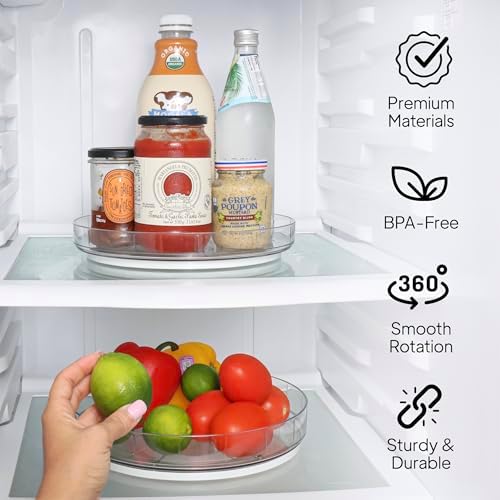 NOSTALGIQ 3-Pack Lazy Susan Organizer | Rotating Pantry Organizers and Storage | Clear Lazy Susan for Table Top, Cabinet