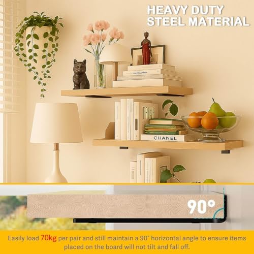 Floating Shelf Bracket 4 Inch of 8 Pack Heavy Duty Shelf Brackets Black Coated Metal L Bracket Wall Shelf Support DIY Br