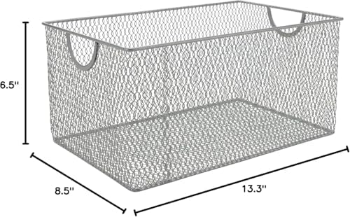 YBM HOME Kitchen Pantry Organizer Wire Basket for Shelves, Cabinets, Pantry, Countertop, Mesh Open Storage Bin Metal Bas