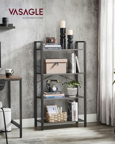 VASAGLE 4-Tier Bookshelf, Bookcase with Shelves, Storage Shelf, Living Room