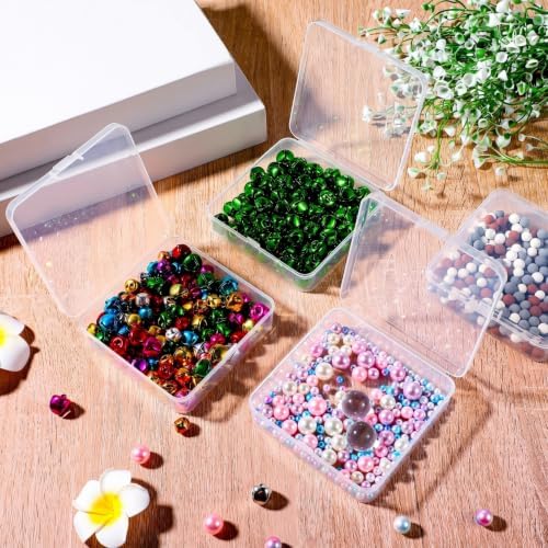Jetec 30 Pieces Small Clear Plastic Storage Box, 3.7 x 3.7 x 1.2 Inch