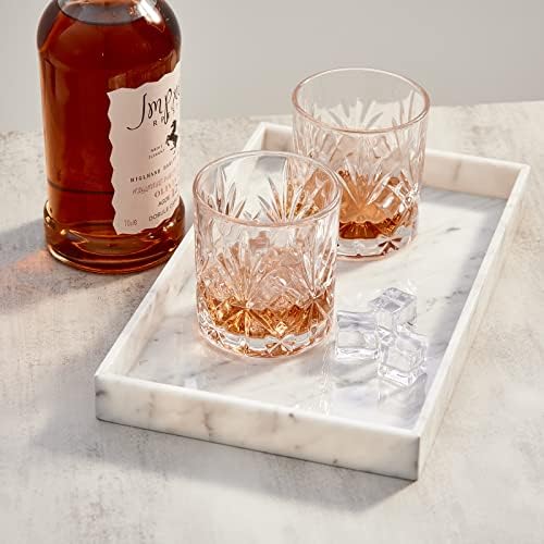𝐈𝐭𝐚𝐥𝐢𝐚𝐧 𝟏𝟎𝟎% Marble Vanity Tray (12x7in), Counter Organizer for Bathroom, Kitchen, Dresser, Coffee Table, Serving, Decor