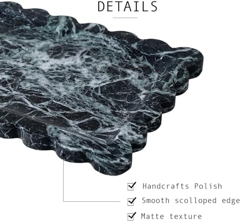 Natural Scalloped Marble Vanity Tray for Bathroom Kitchen Counter 10.8"x8"