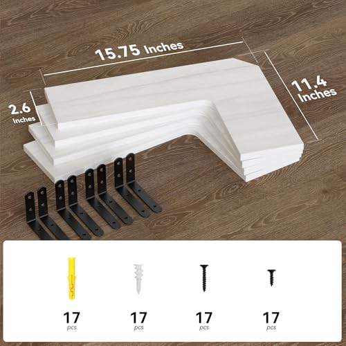Floating Corner Shelves for Wall, Corner Wall Mounted Shelf for Home Décor Storage, Rustic Wood Shelves for Room, Bathro