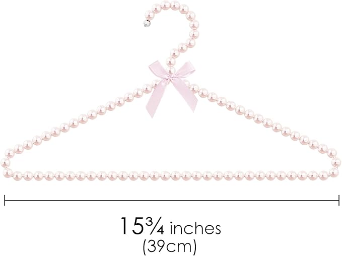 Linkidea 5 Pack Faux Pearl Beaded Clothes Hangers Bulk Pack, Wholesale Multi-Pack Elegant Clothes Dress Wedding Shop Pants Hanger, Closet Coat Storage Organizer Standard Hangers (Pink)