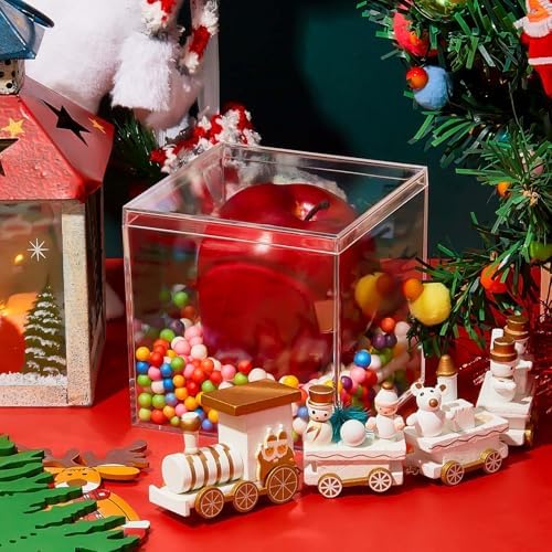 Blulu 8 Pcs Clear Acrylic Box with Lid, 3.9 x 3.9 x 3.9 Inch, Classic Style