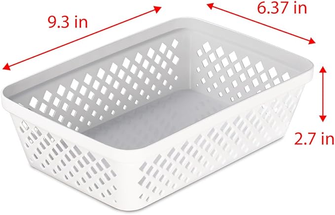 Glad Plastic Storage Basket Set - Multipurpose Drawer Trays, Kitchen Pantry Containers, and Bathroom Bins - Medium Organizers, White, 6 Count (Pack of 4)
