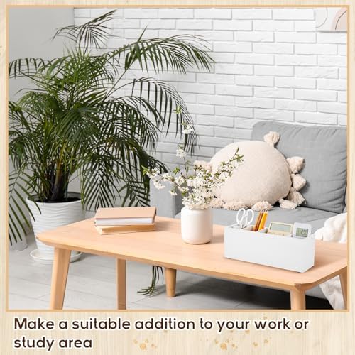 Jetec Wooden Pencil Pen Holder for Desk, White, 5 Compartments