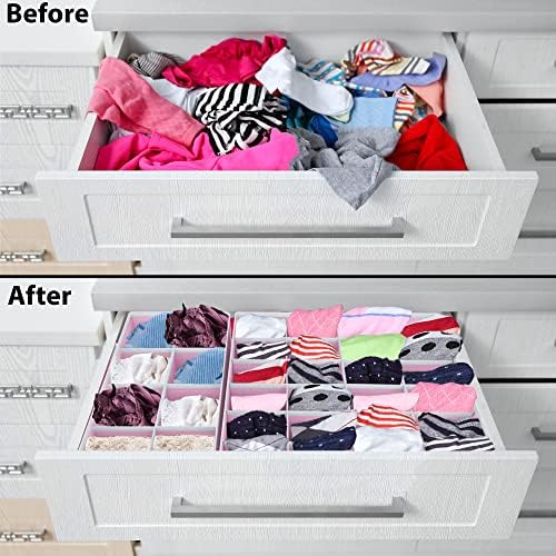 Simple Houseware 4-Pack Drawer Organizer Set for Underwear/Socks/Bra, Pink