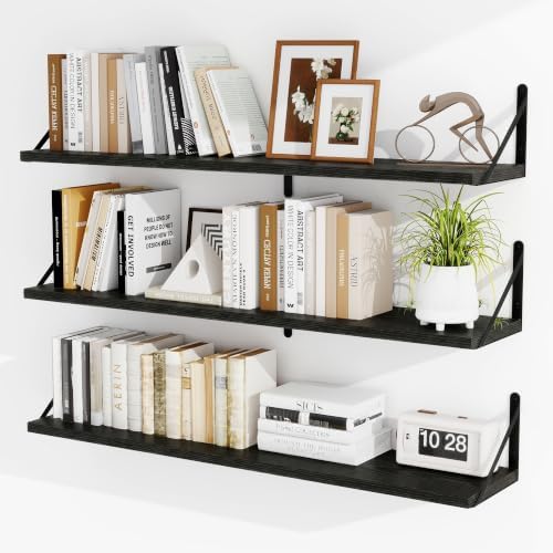 Heimlove Floating Book Shelves for Wall,39.37Inches Long Wall Mounted Bookshelves,Heavy Duty Bracket Shelves for Living 