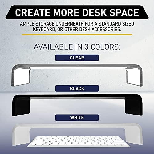 Acrylic Monitor Stand with Matching Pen Holder, 12mm Thick Clear Acrylic Monitor Riser, Laptop Stand for Home, Office, a