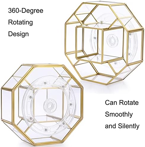 Hipiwe 360 Degree Rotating Glass Makeup Organizer with 5-Slot Vanity Holder