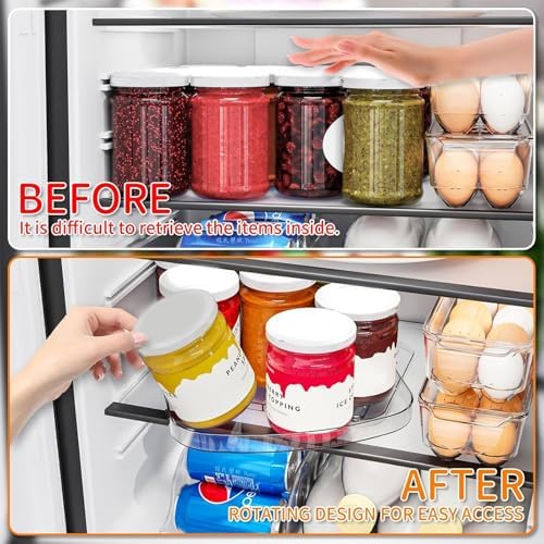 Yieach Clear Refrigerator Lazy Susan Turntable,11.9''x10.2'',Square Fridge Turntable Organizer,Large Rotating Fridge Tra