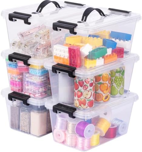 Storage Bins with Lids 6 Pack 7Qt Clear Stackable Organizer Containers