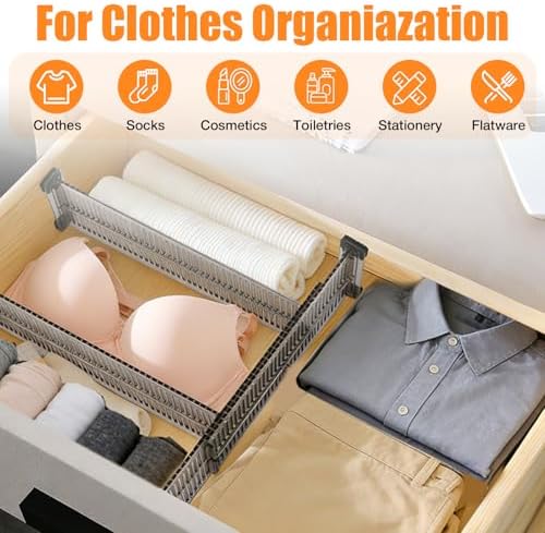 12 Pack Drawer Dividers for Clothes, 3.75" High, 10.83-20.08'' Adjustable