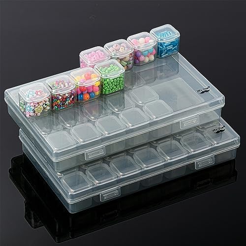 Mr. Pen- Bead Storage Containers, 28 Grids, 2 Pack, Grey