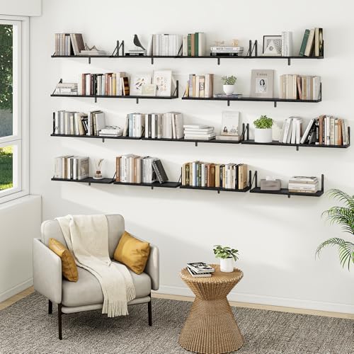 Heimlove Floating Book Shelves for Wall,27.56Inches Long Wall Mounted Bookshelves,Heavy Duty Bracket Shelves for Living 