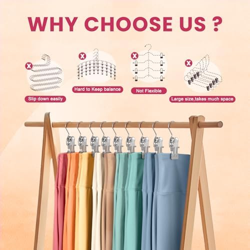 50 Pack Pants Hangers with Clips,Legging & Jean Hangers for Closet Hanging