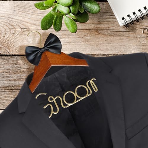 2 Pcs Bride Hanger for Wedding Dress, Bride and Groom Wooden Wedding Hangers Set, Wooden Bridal Dress Hanger with Party Shower Gift