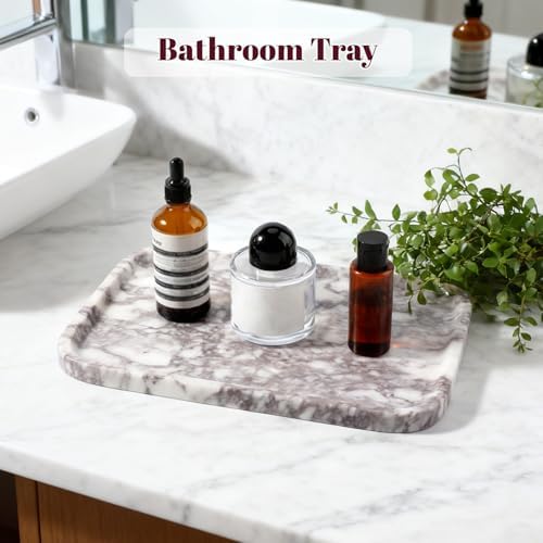 Karibiber Luxury Marble Vanity Tray, Bathroom Tray Countertop, Calacatta Marble/Stone, Home Decorative Dresser Organizer