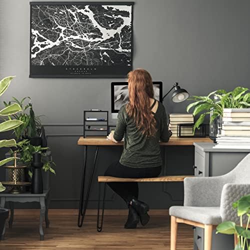Relaxdays Monitor Stand with Shelves, 2 Parts, Organiser, Laptop Shelf for Desk, Desk Riser, Office, Black, 1 Piece