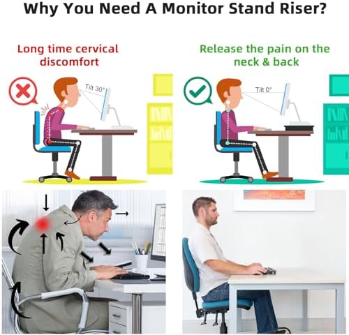 Marbrasse Wood Monitor Stand Riser,Desk Computer Printer Shelf Stand，White