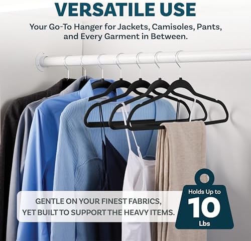 DEILSY™ Non-Velvet Black Plastic Hangers Slim Hangers 50 Pack for Closet