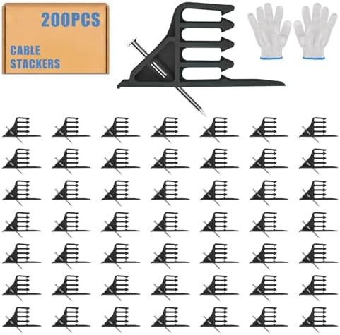 200 Pack Cable Stackers with Steel Nails, Multi-Cable Electrical Wire Clips