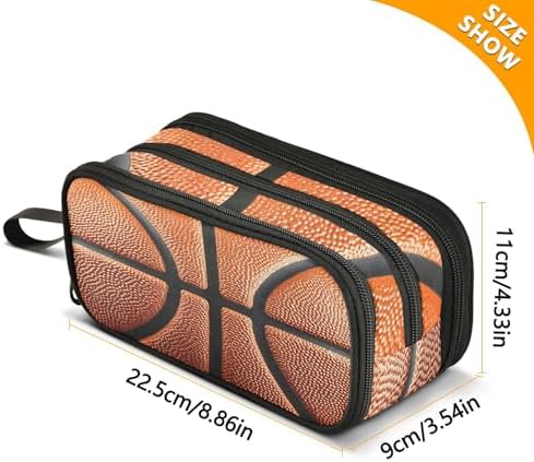 Basketball Ball Skin Pencil Case Box Boys Girls Large Pencil Pouch Zipper Compartments Big Capacity Stationery Pen Bag Organizer for Kids Teens Adults School Office