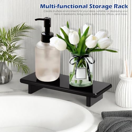 Small Black Bathroom Vanity Tray, Acrylic Soap Tray for Kitchen Countertop