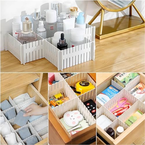 40Pcs Drawer Organizer Dividers 17"x2.8" Adjustable Storage Organizer Separator for Socks, Underwear, Makeup, Kitchen, D