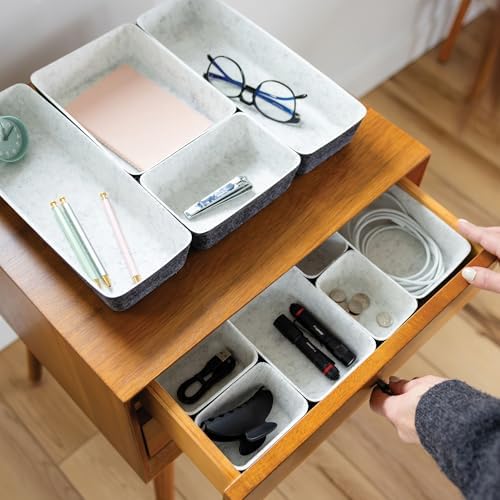 Three by Three Seattle Felt·Like·It! Felt Bins for Office, Crafts, Classroom, Living Room, Bedroom (Cream/Charcoal, 10)