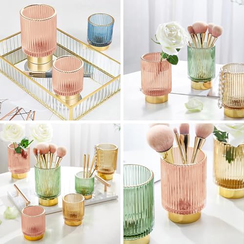 DASITON Makeup Brush holder Organizer,Crystal Cosmetic Makeup Brush Glass Brushes Storage Holder, Vintage Make Up Brush 
